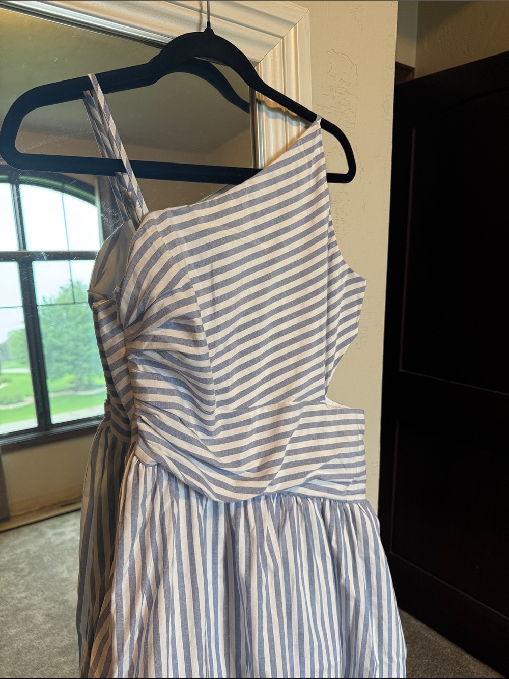 Commense Blue and White Striped Asymmetrical Dress - Picture 5 of 7
